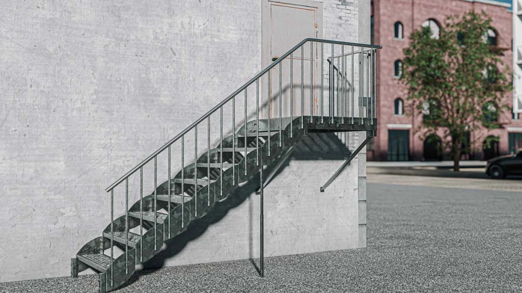 Outdoor Straight Staircase Hot-dip Galvanized