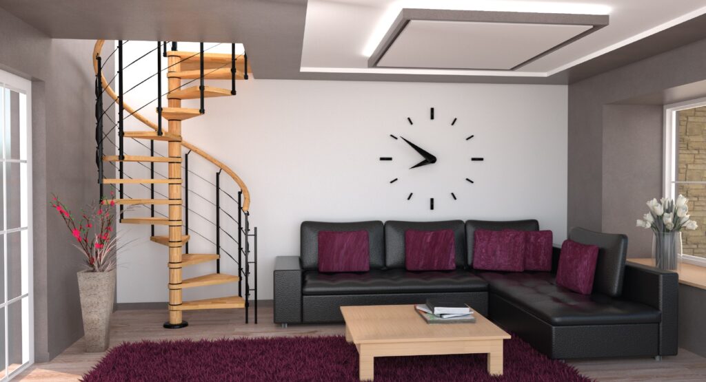 Indoor Spiral Staircase Wooden Spacer Handrail