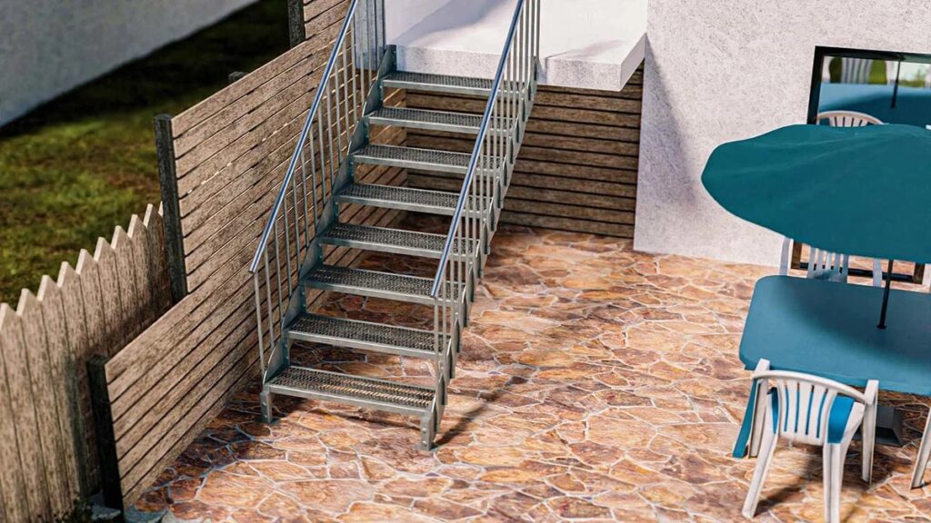 Outdoor Straight Staircase Hot-dip Galvanized